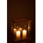 Suporte para velas em vidro dourado 32x15x35,5 cm