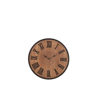 Pendule ronde en bois naturel 40*40*3 cm