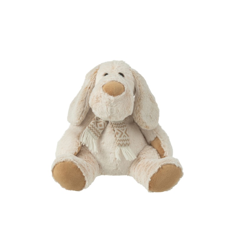 Peluche de cão em tecido bege 30x30x30 cm