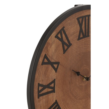 Pendule ronde en bois naturel 40*40*3 cm