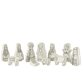 Scène de la nativité en céramique blanc 7.5*3*14 cm