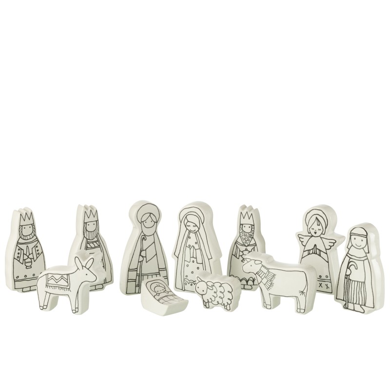 Scène de la nativité en céramique blanc 7.5*3*14 cm Scène de la nativité en céramique blanc 7.5*3*14 cm