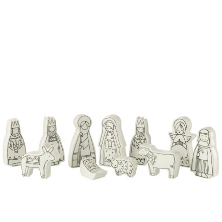 Scène de la nativité en céramique blanc 7.5*3*14 cm