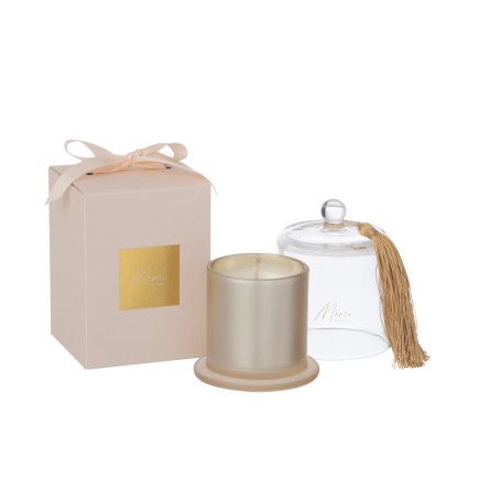 Bougie senteur en paraffine beige 9.5x9.5x13.5 cm