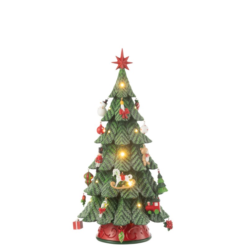 Árvore de Natal com luzes LED em poliresina multicolorida 24,5 x 24,5 x 51,5 cm