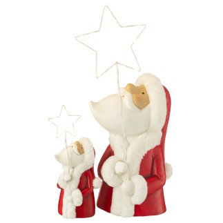 Papá Noel de polirresina multicolor con luces LED 23*23*67 cm