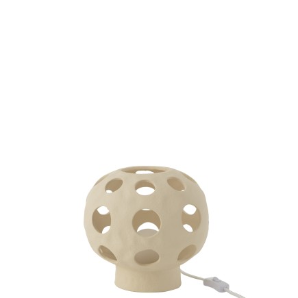 Lámpara de mesa redonda de piedra beige 25*25*21.5 cm