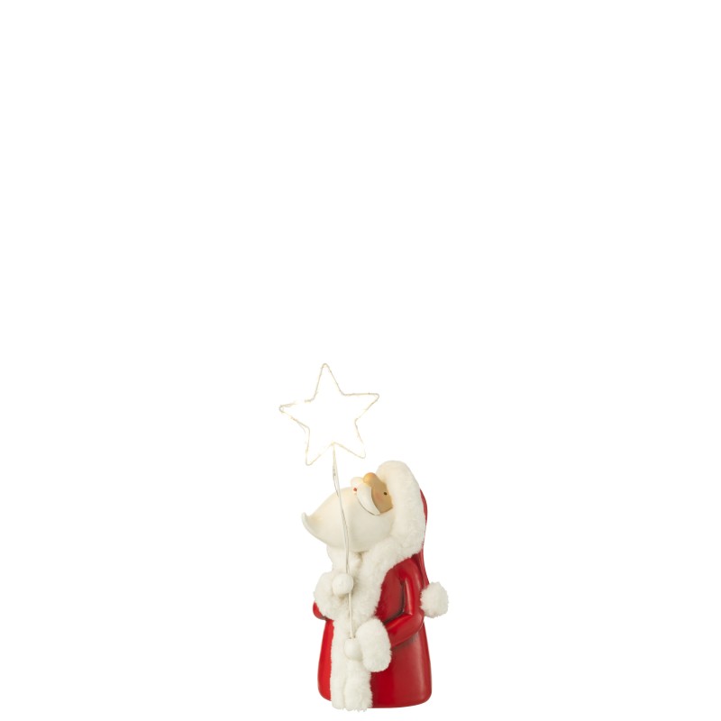 Papai Noel com luzes LED em poliresina multicolorida 13x11,5x35,5 cm
