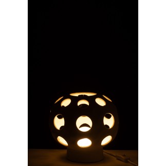 Lampe de table ronde en pierre beige 25*25*21.5 cm