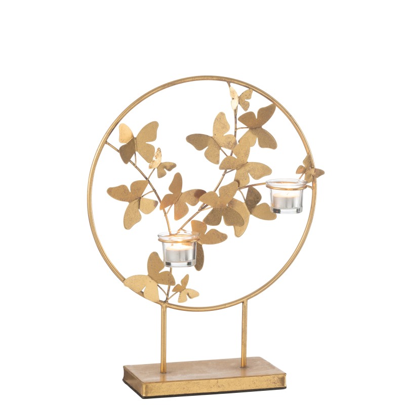 Suporte para velas em metal dourado 35x14x46,5 cm