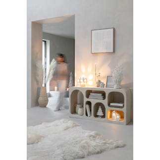 Lampe de table ronde en pierre beige 25*25*21.5 cm