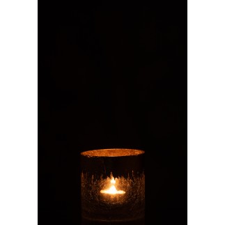 Photophore en verre transparent doré 10*10*10 cm