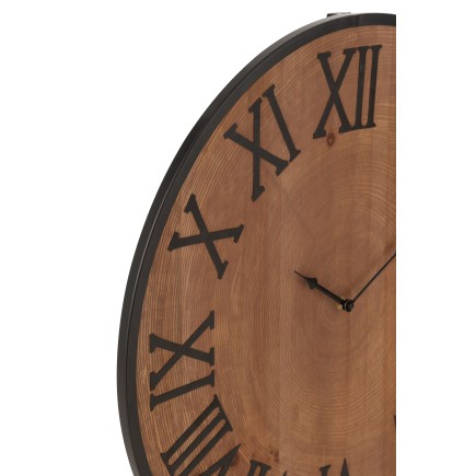 Pendule ronde en bois naturel 60*60*3 cm