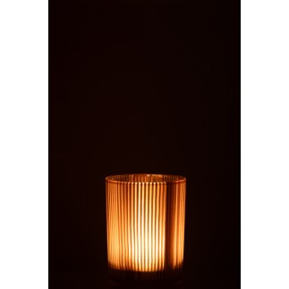 Photophore en verre marron et blanc 10*10*12.5 cm