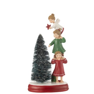 Árbol con ángeles de Navidad en polirresina multicolor 17*11.5*30 cm