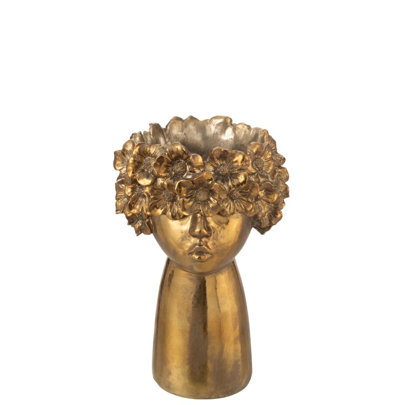 Cache-pot rosto em poliresina dourada 21,5 x 18,5 x 35 cm Cache-pot rosto em poliresina dourada 21,5 x 18,5 x 35 cm