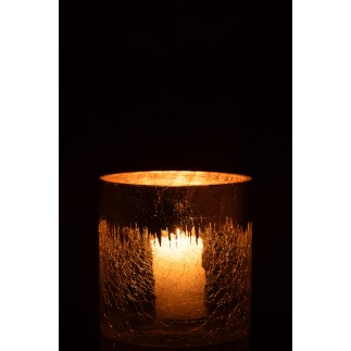 Photophore en verre transparent doré 15*15*15 cm