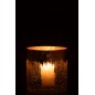 Photophore en verre transparent doré 15*15*15 cm