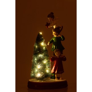Árbol con ángeles de Navidad en polirresina multicolor 17*11.5*30 cm