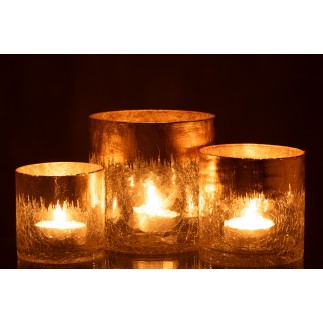 Photophore en verre transparent doré 15*15*15 cm