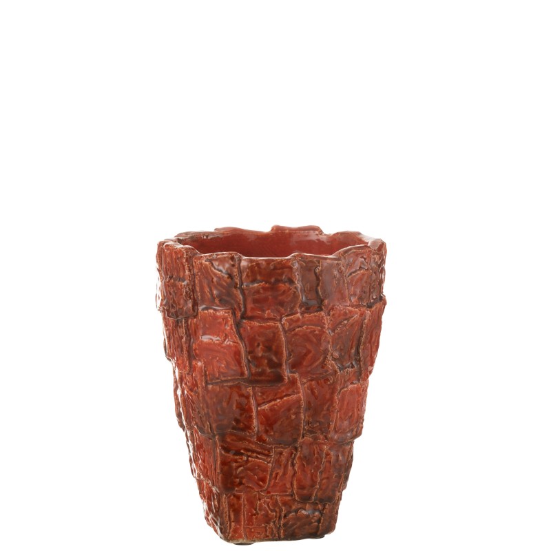 Vaso de cerâmica vermelho 21,5 x 21,5 x 28 cm Vaso de cerâmica vermelho 21,5 x 21,5 x 28 cm