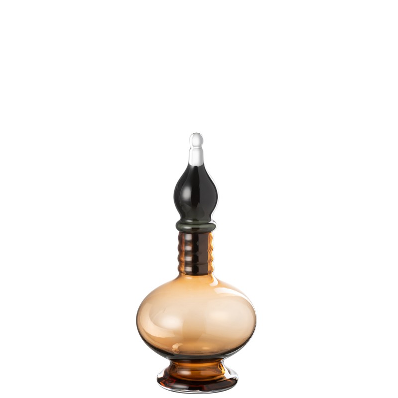 Garrafa com rolha de vidro castanho 17,5 x 17,5 x 38 cm