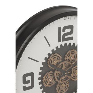 Pendule ronde en bois noir 60*9.5*60 cm