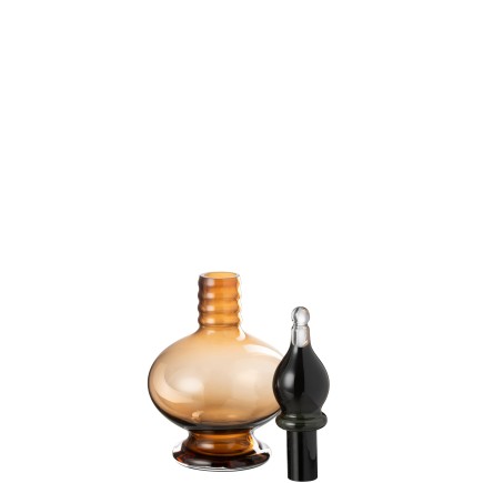 Bouteille avec bouchon en verre marron 17.5*17.5*38 cm