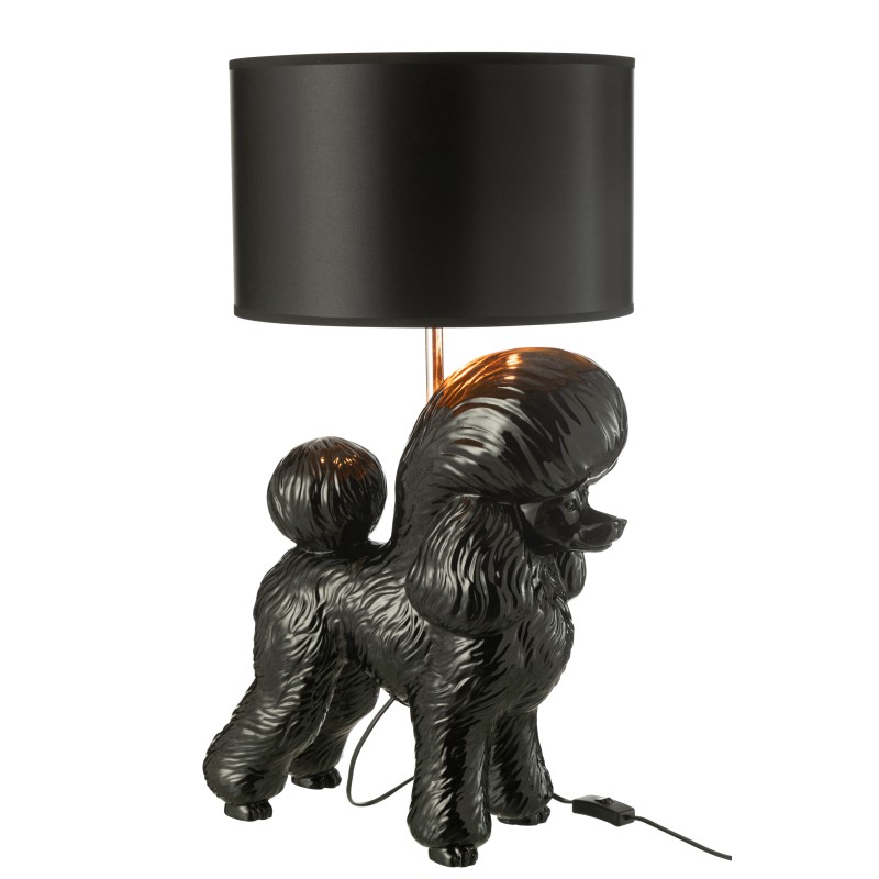 Lámpara caniche en polirresina negra 42*37*74.5 cm