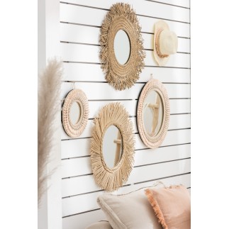 Miroir rond avec cadre en herbes naturelle D.66 cm