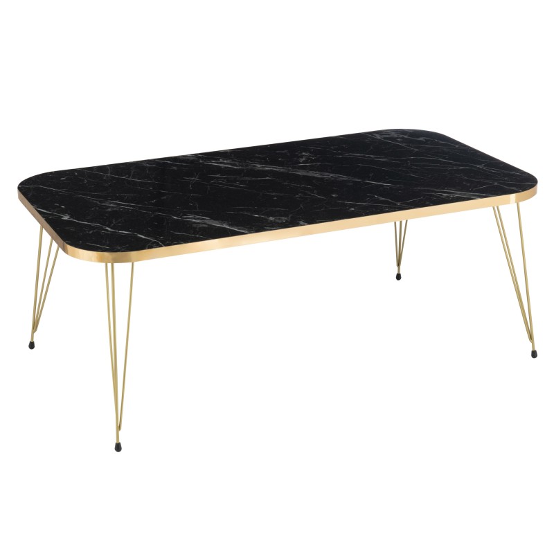 Table de salon en métal et bois noir 90*50*33 cm Table de salon en métal et bois noir 90*50*33 cm