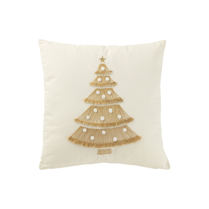Almofada quadrada de Natal em algodão branco 45x45x12 cm