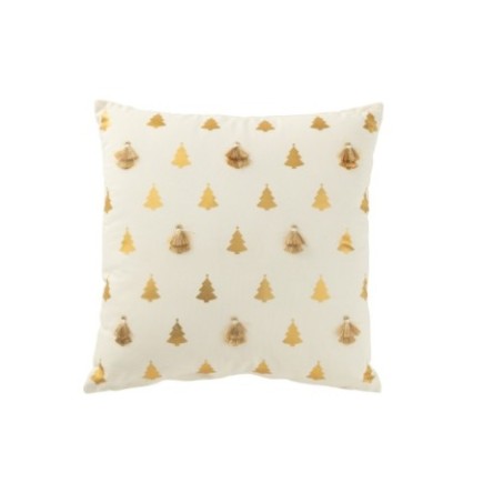Coussin de Noël carré en coton blanc 45*45*12 cm