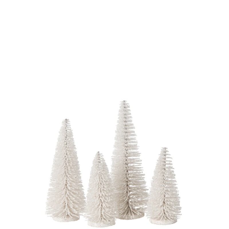 Lote de 4 árboles de Navidad artificiales de plástico blanco 10x10x15 cm Lote de 4 árboles de Navidad artificiales de plástico blanco 10x10x15 cm