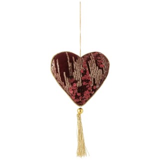 Coeur à suspendre en résine Bordeaux 12x5x28 cm