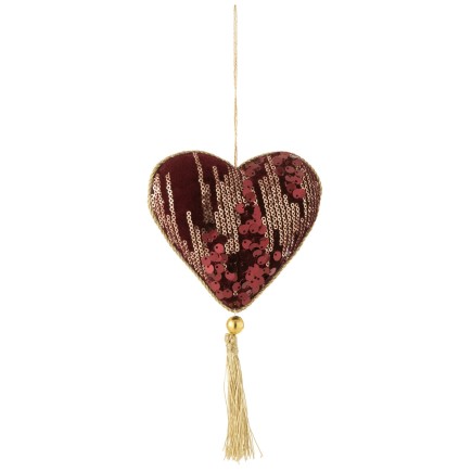 Coeur à suspendre en résine Bordeaux 12x5x28 cm