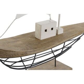 Figura Decorativa Home ESPRIT Blanco Natural Velero Marinero Acabado envejecido 54 x 15 x 61,5 cm