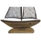 Figura Decorativa Home ESPRIT Blanco Natural Velero Acabado envejecido 35,3 x 8 x 46,5 cm