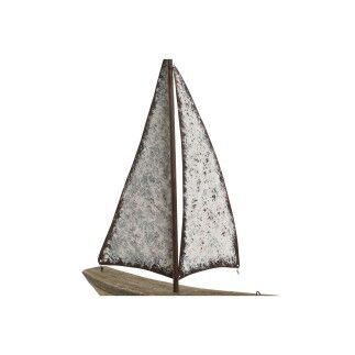 Figura Decorativa Home ESPRIT Blanco Natural Velero Acabado envejecido 35,3 x 8 x 46,5 cm