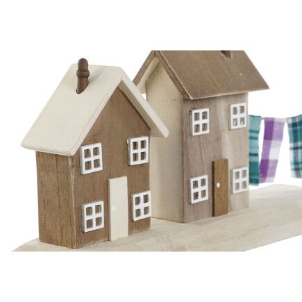Figura Decorativa Home ESPRIT Azul Rojo Multicolor Casas 25,5 x 9 x 13,5 cm (2 Unidades)