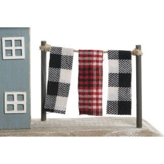 Figura Decorativa Home ESPRIT Azul Rojo Multicolor Casas 25,5 x 9 x 13,5 cm (2 Unidades)