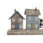 Figura Decorativa Home ESPRIT Azul Rojo Multicolor Casas 25,5 x 9 x 13,5 cm (2 Unidades)