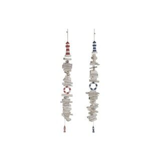 Décoration Suspendue Home ESPRIT Bleu Blanc Rouge Phare 12 x 4 x 100 cm (2 Unités)