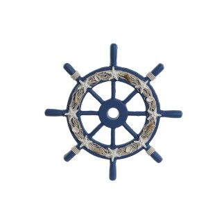 Decoración de Pared Home ESPRIT Azul marino Timón Mediterráneo 40,5 x 3 x 40,5 cm