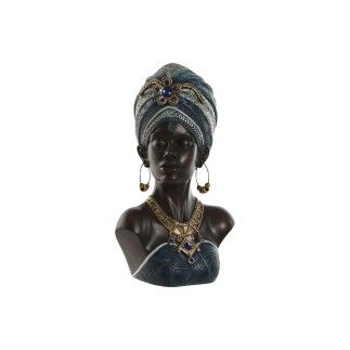 Figura Decorativa Home ESPRIT Azul Negro Dorado Africana 23 x 17 x 39 cm
