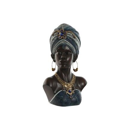 Figura Decorativa Home ESPRIT Azul Negro Dorado Africana 23 x 17 x 39 cm