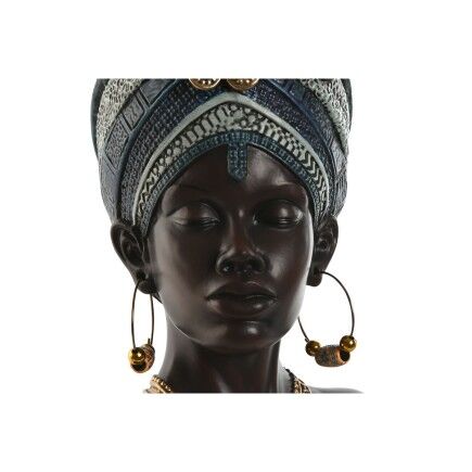 Figura Decorativa Home ESPRIT Azul Negro Dorado Africana 23 x 17 x 39 cm
