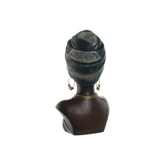 Figura Decorativa Home ESPRIT Azul Negro Dorado Africana 23 x 17 x 39 cm