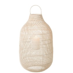 Lanterne cylindrique en bois blanc 41x41x80 cm