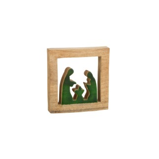Presepe di Natale in legno verde 20x19.5x3.5 cm
